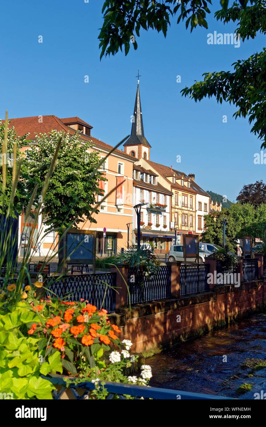 France Bas Rhin Niederbronn Les Bains Falkensteinerbach River And St