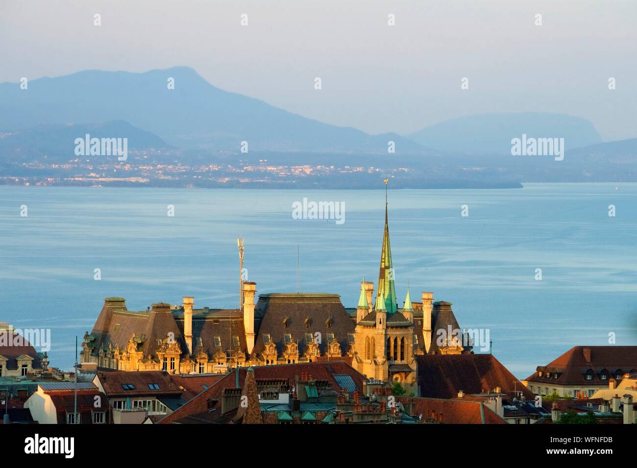 Switzerland, Canton of Vaud, lake Geneva (Leman Lake), Lausanne, city