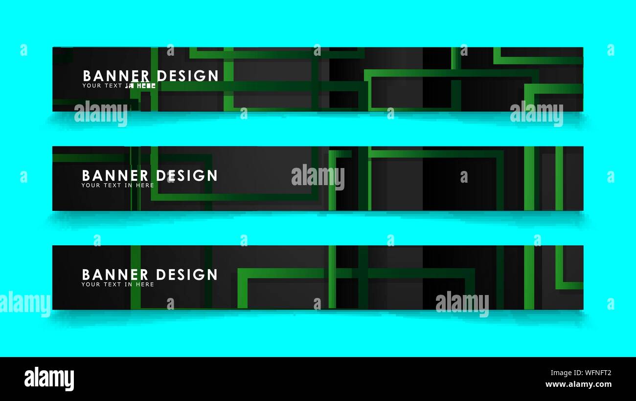 Abstract geometric and rectangular pattern banners with green gradients. Vector Illustration. Eps 10 Stock Vector