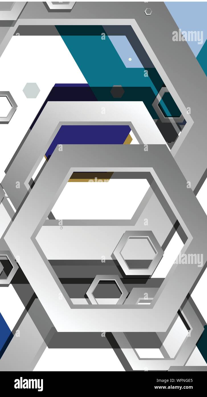 Abstract geometric background with hexagon cold color composition ...