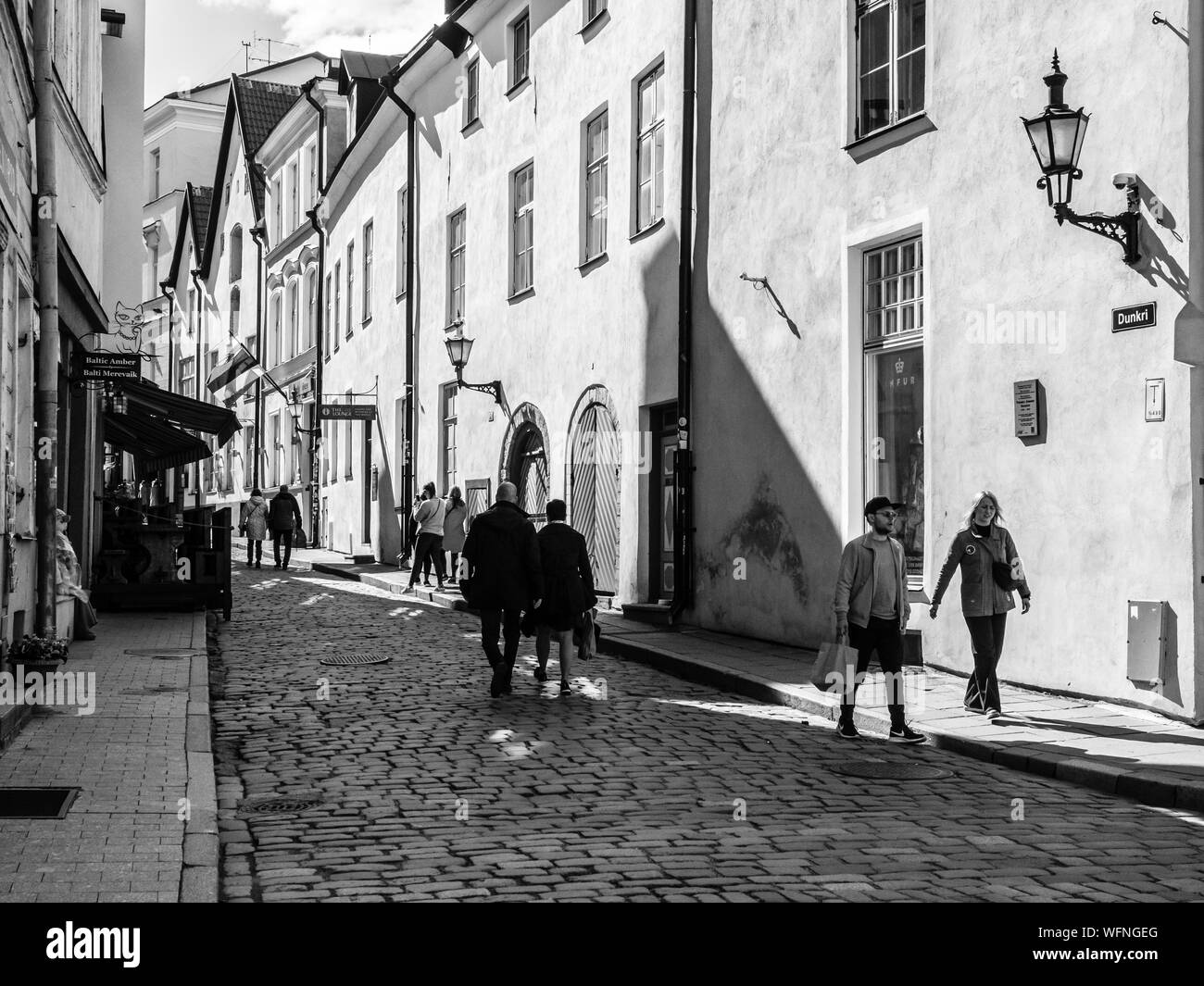 Tallinn, Estonia - May 26, 2019: People walking on downtown in Old town in Tallinn. Stock Photo