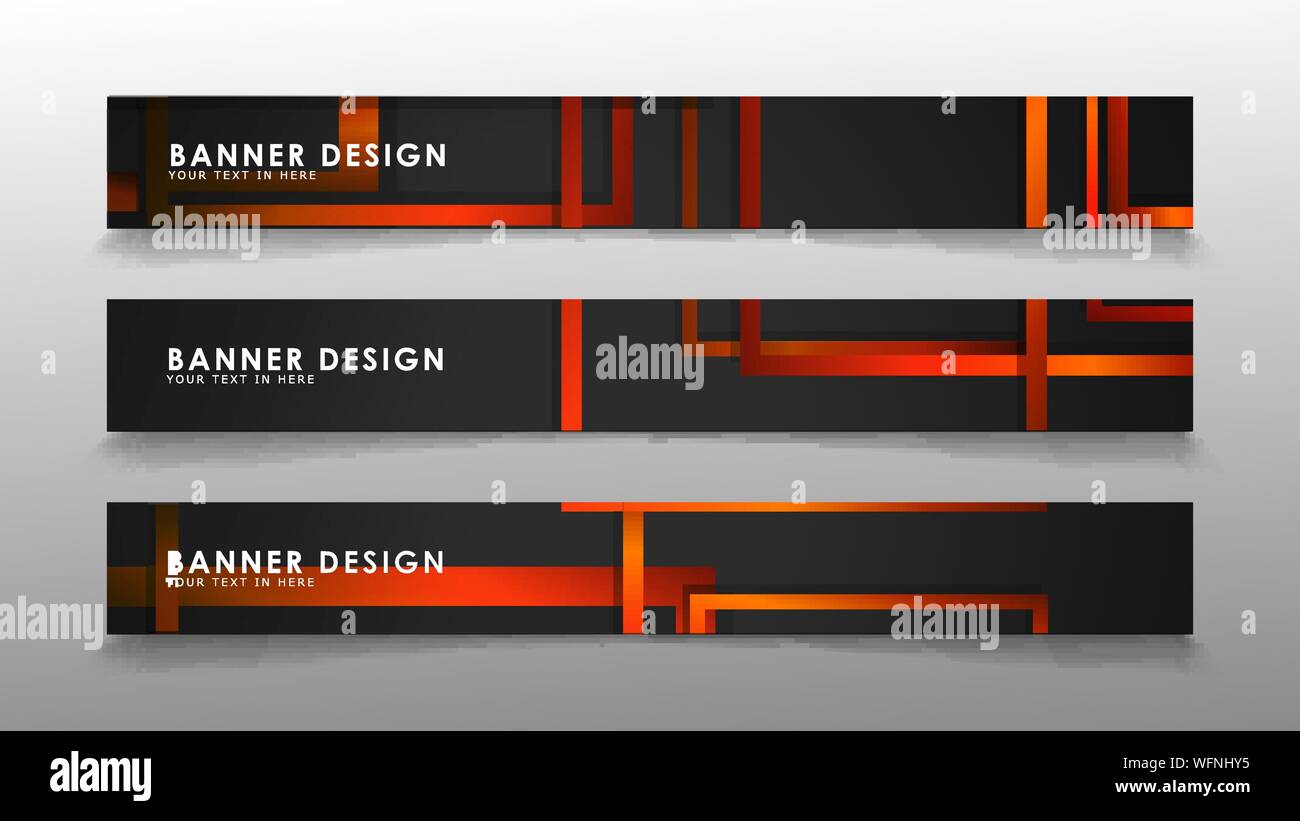 Abstract geometric and rectangular pattern banners with orange gradients Stock Vector