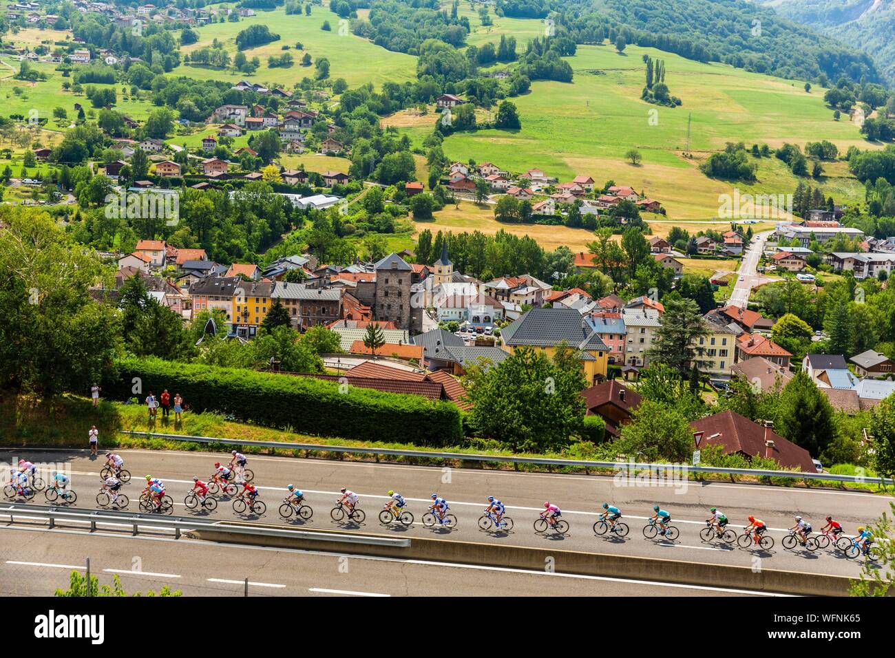 France, Savoie, Grand-Aigueblanche, Tarentaise Valley, passage of the Tour de France Stock Photo