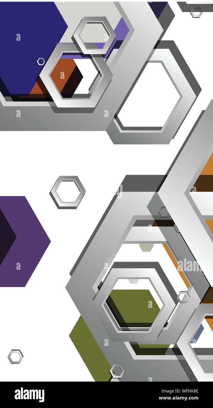 Abstract geometric background with hexagon cold color composition ...