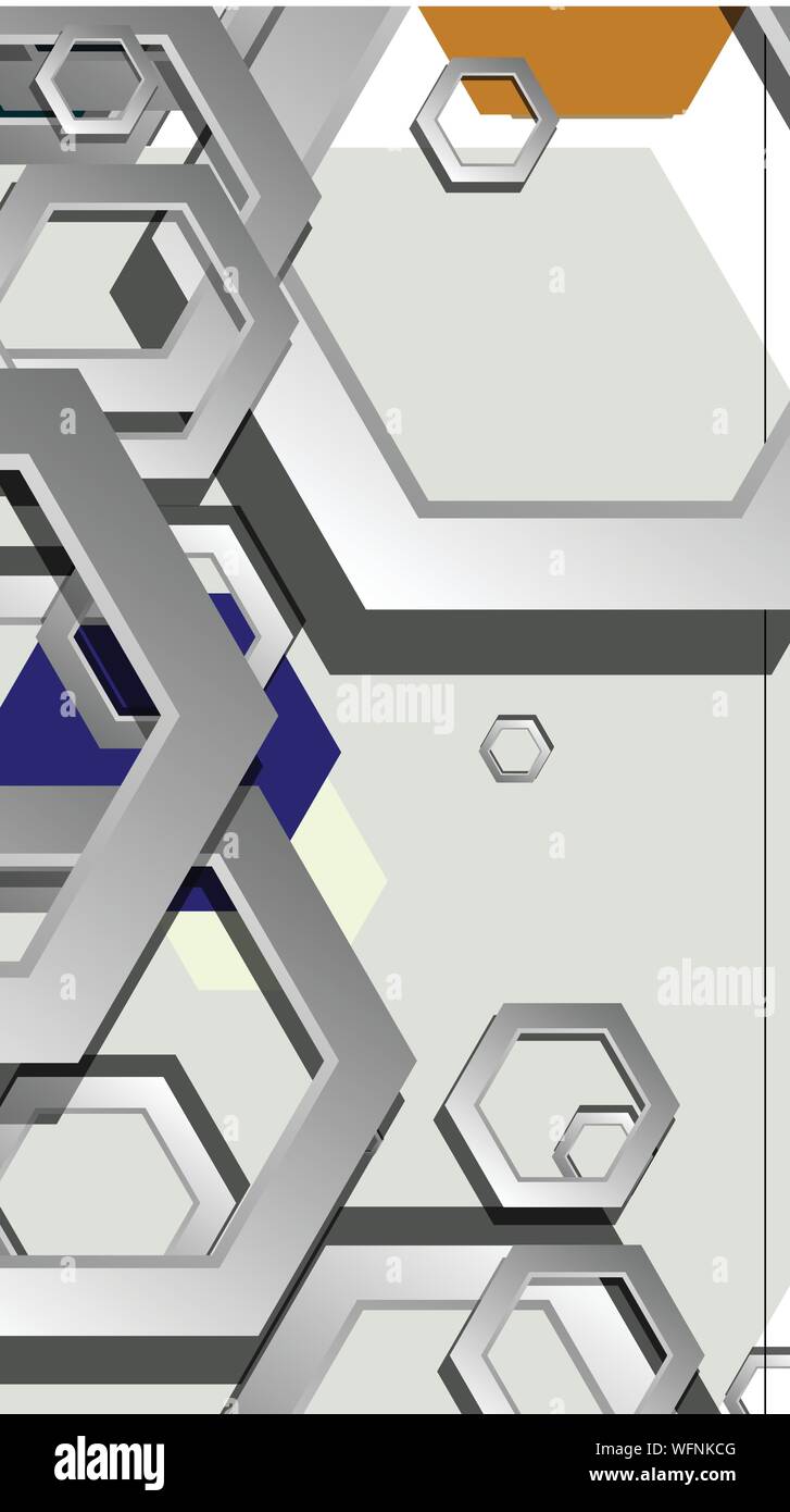 Abstract geometric background with hexagon cold color composition ...