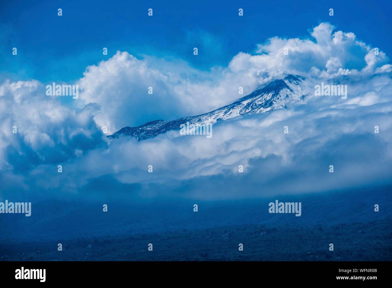 Italy, Sicily, Etna Volcano as seen from Taormine Stock Photo