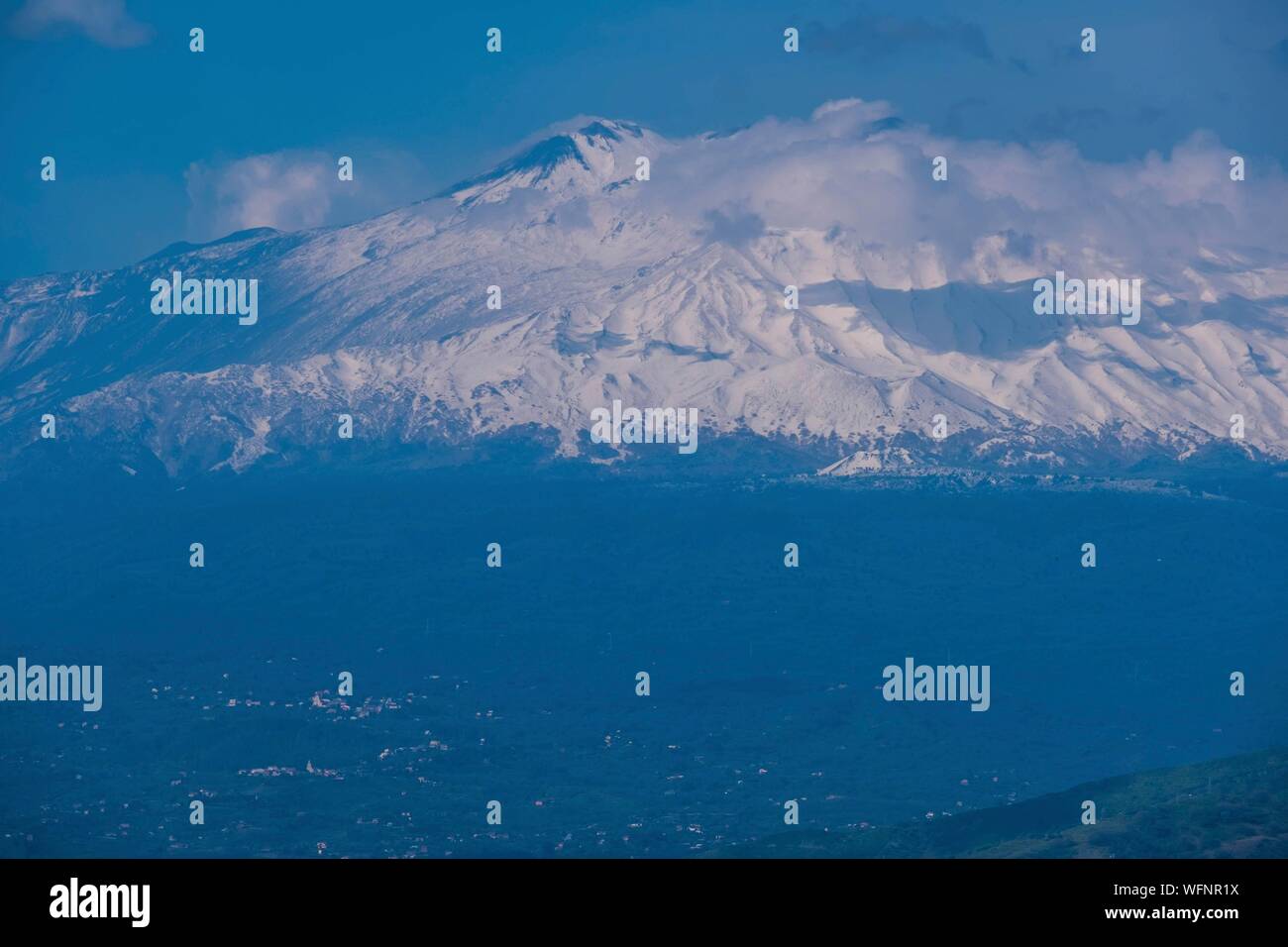 Italy, Sicily, Etna Volcano as seen from Taormine Stock Photo