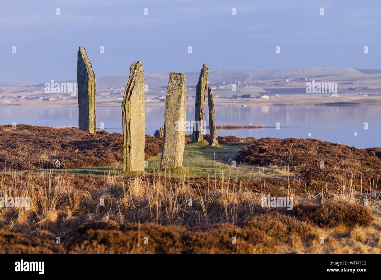 United Kingdom, Scotland, Orkney Islands, Mainland, Ring of Brodgar, Heart of Neolithic Orkney, listed a World Heritage Site by UNESCO Stock Photo