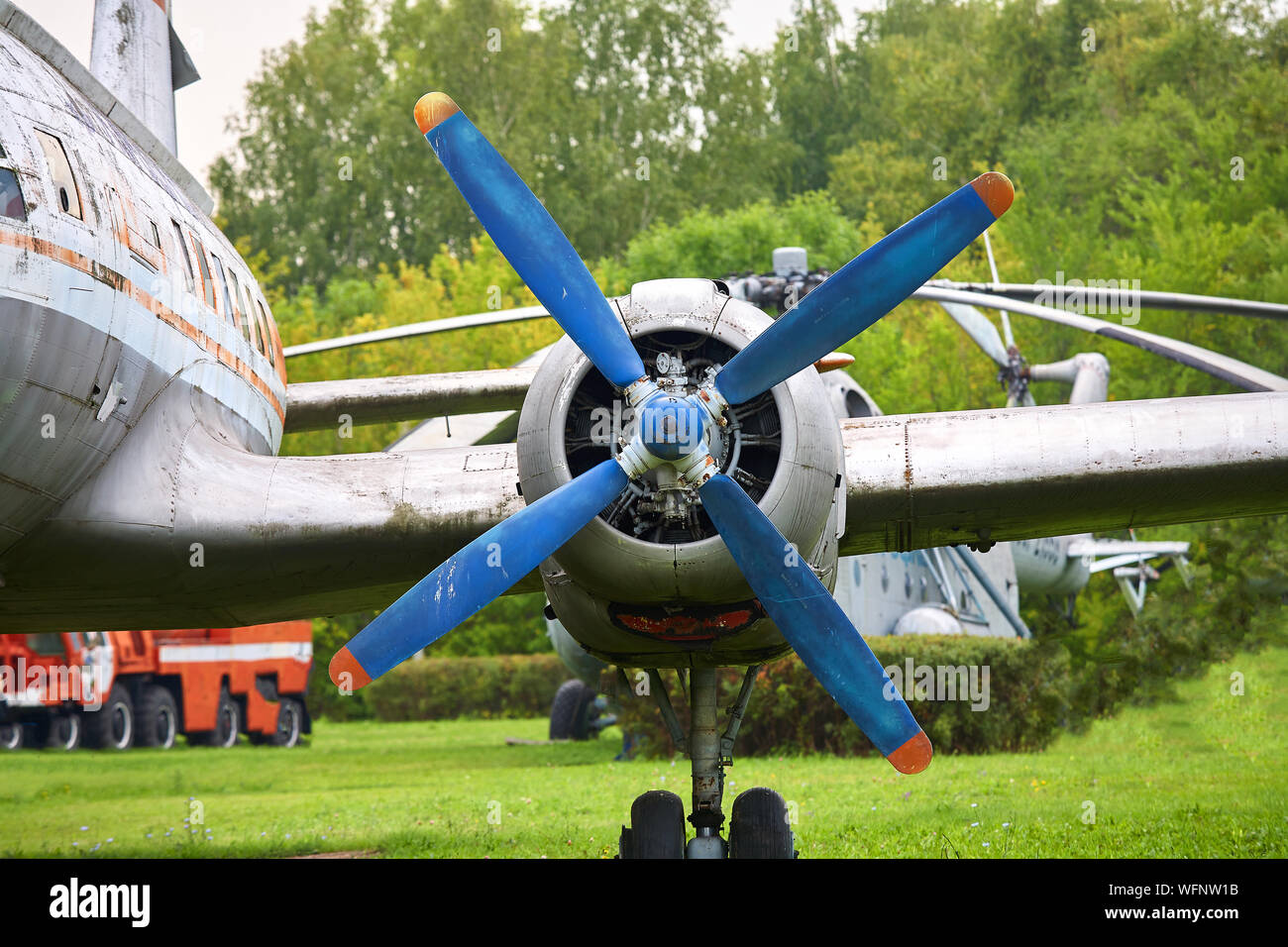 Elements of the old military plane close-up. Stock Photo