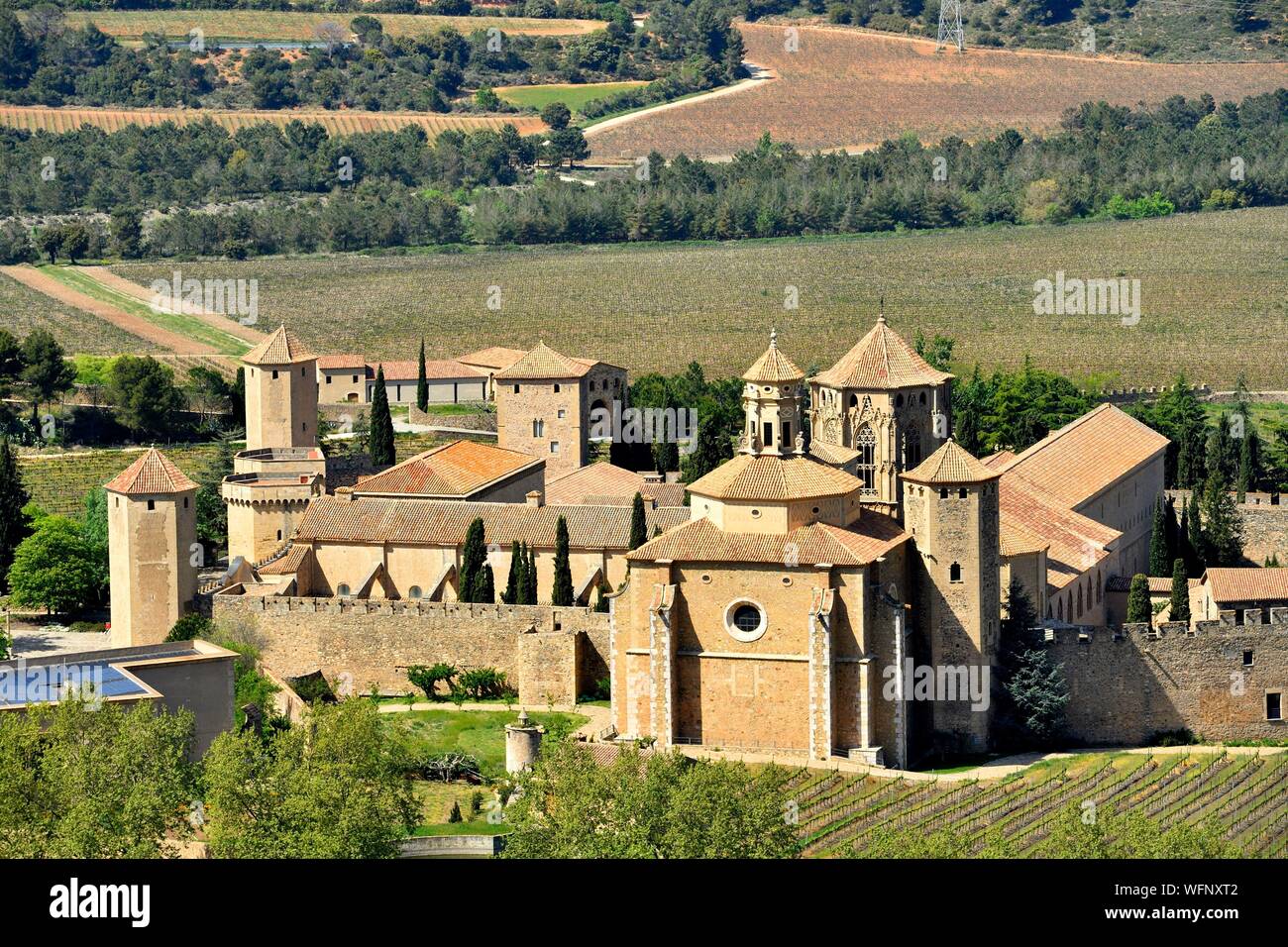 Spain, Catalonia, Tarragona Province, Conca de Barbera comarca, Vimbodi, La ruta del Cister, Monastery Santa Maria de Poblet, listed as World Heritage by UNESCO Stock Photo