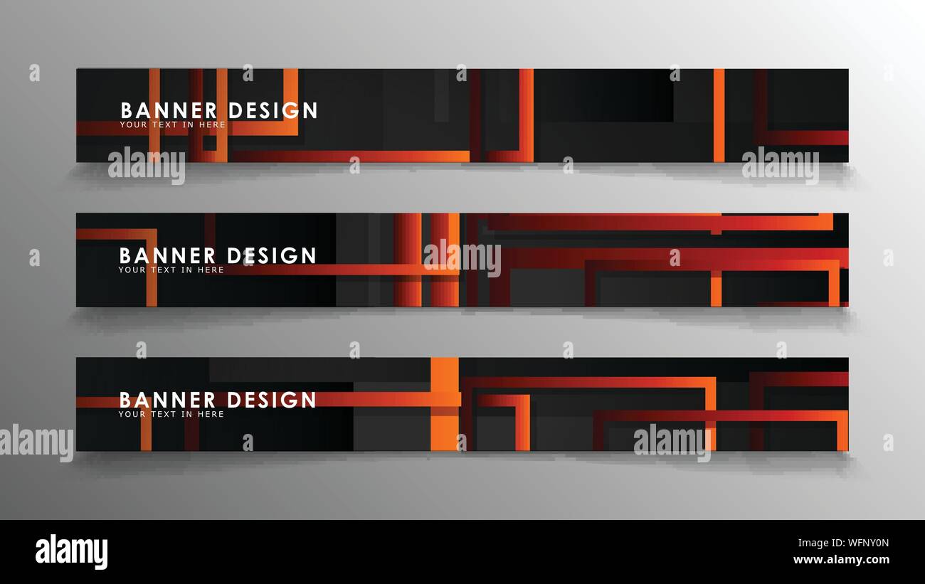 Abstract geometric and rectangular pattern banners with orange ...