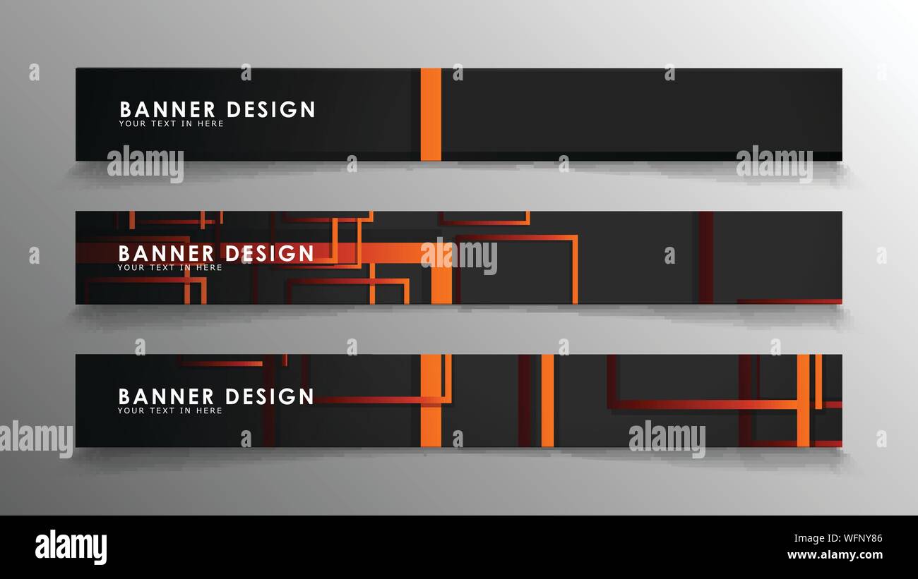 Abstract geometric and rectangular pattern banners with orange gradients Stock Vector