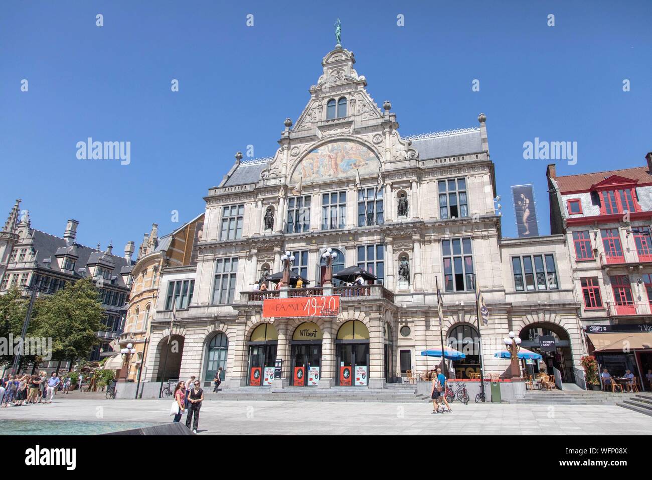 Belgium, East Flanders, Ghent, Municipal theatre building, Royal Dutch Theatre built in 1899, on Sint-Baafsplein Stock Photo