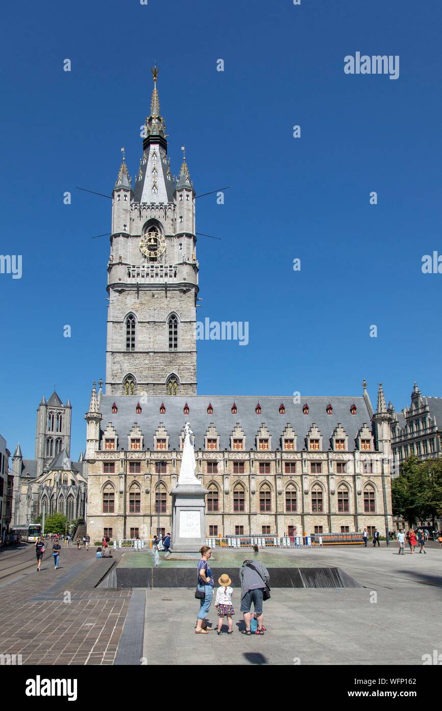 Belgium, East Flanders, Ghent, belfry built in the 14th century listed as World Heritage by UNESCO Stock Photo