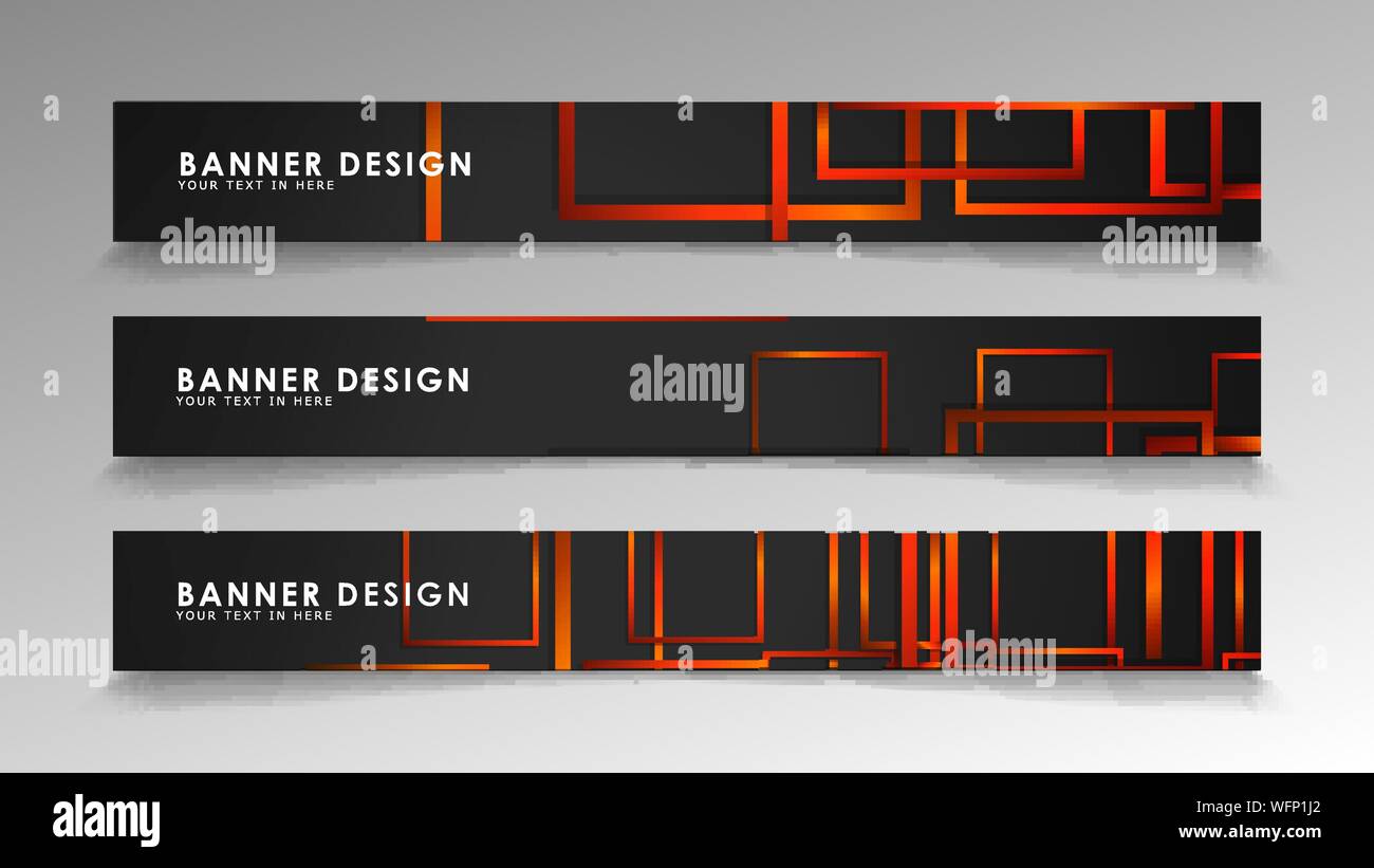 Abstract geometric and rectangular pattern banners with orange gradients Stock Vector