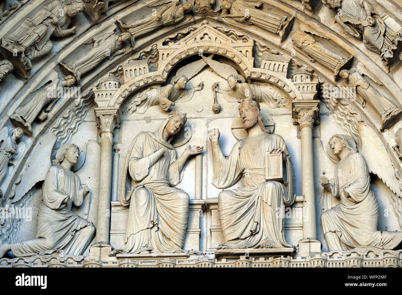 France, Eure et Loir, Chartres, Notre Dame cathedral listed as World  Heritage by UNESCO, north portal, central Bay, tympanum, The Coronation of  the Virgin Stock Photo - Alamy