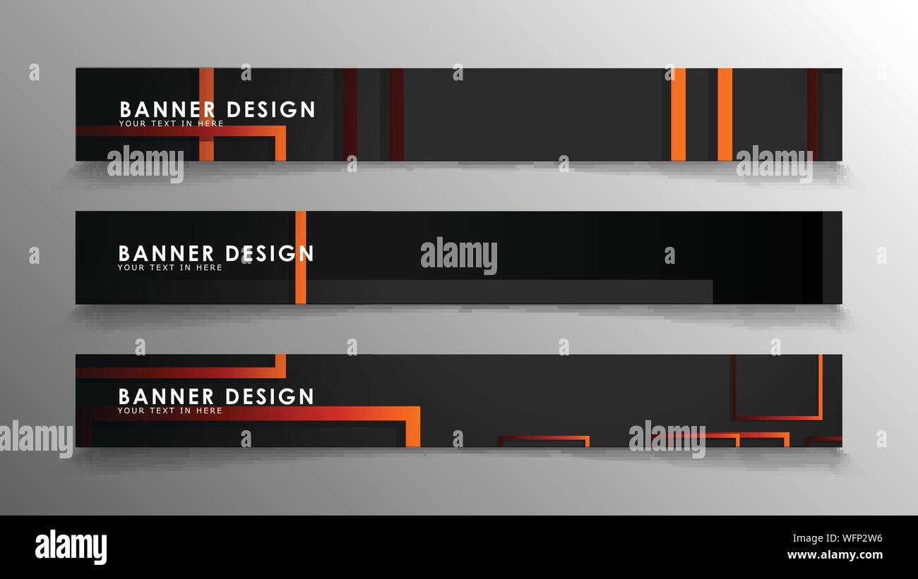Abstract geometric and rectangular pattern banners with orange gradients Stock Vector