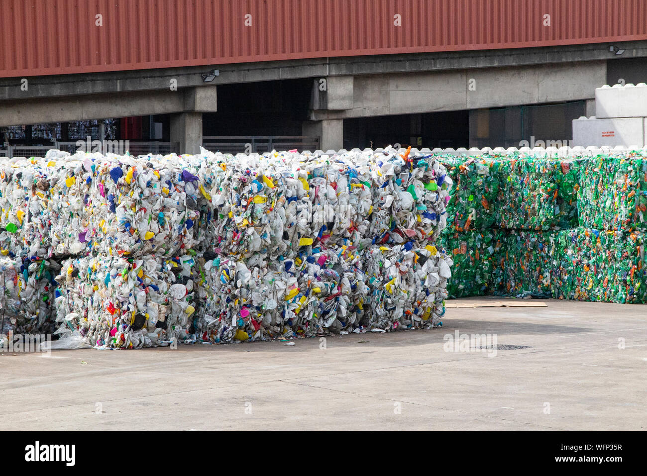 Wandsworth municipal rubbish tip and recycling centre with packaged