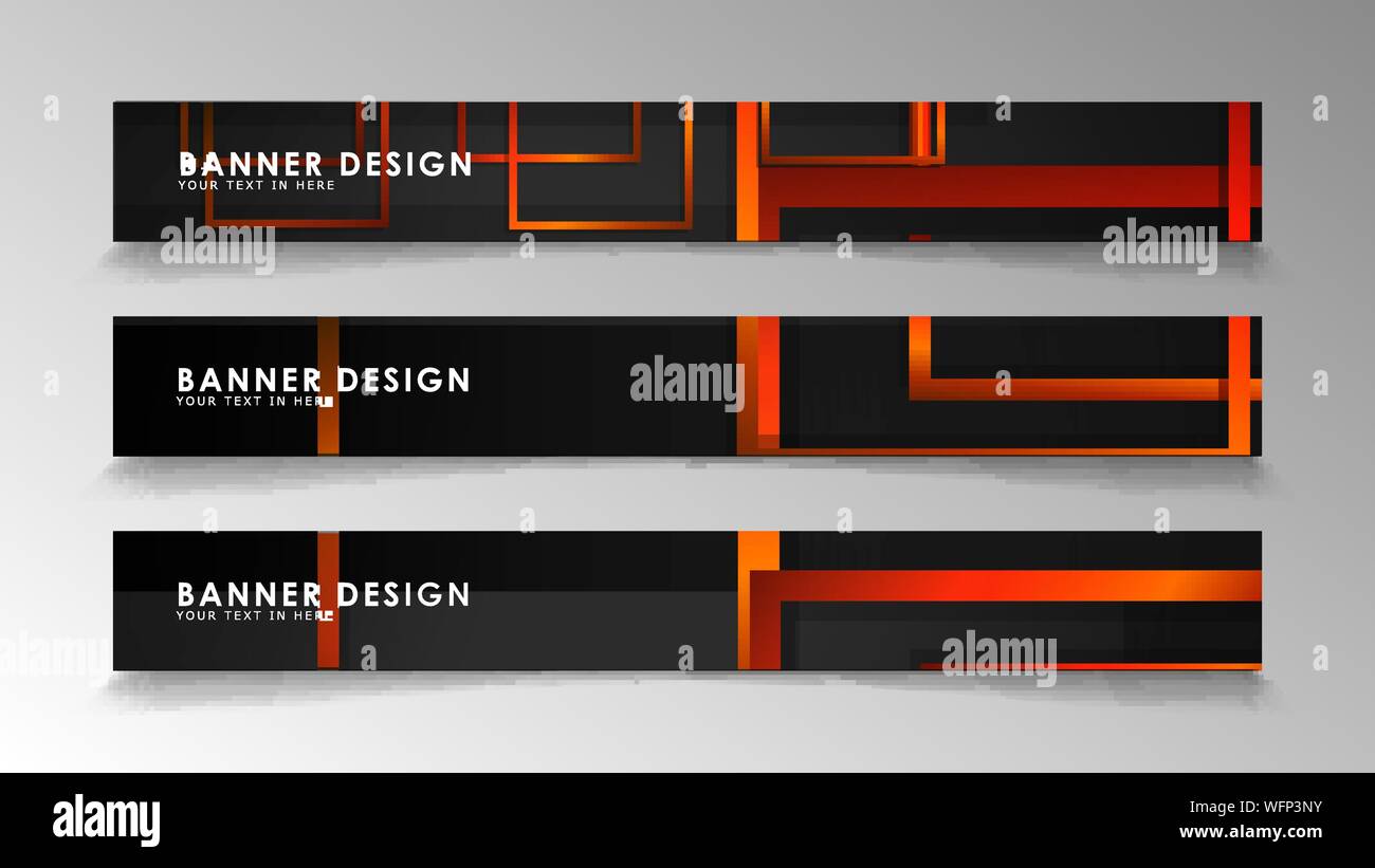 Abstract geometric and rectangular pattern banners with orange gradients Stock Vector