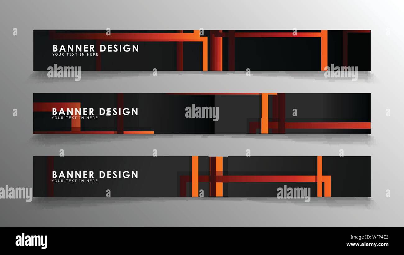 Abstract geometric and rectangular pattern banners with orange gradients Stock Vector