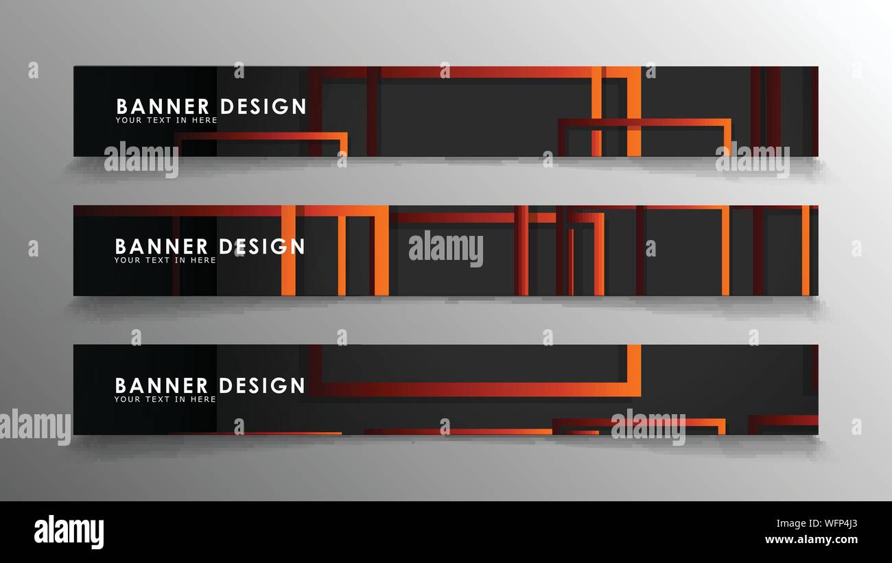 Abstract geometric and rectangular pattern banners with orange gradients Stock Vector