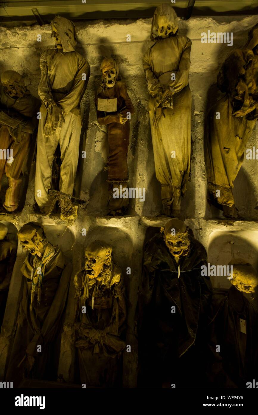 Italy, Sicily, Palermo, catacombs of the Capuchin convent, mumies Stock Photo