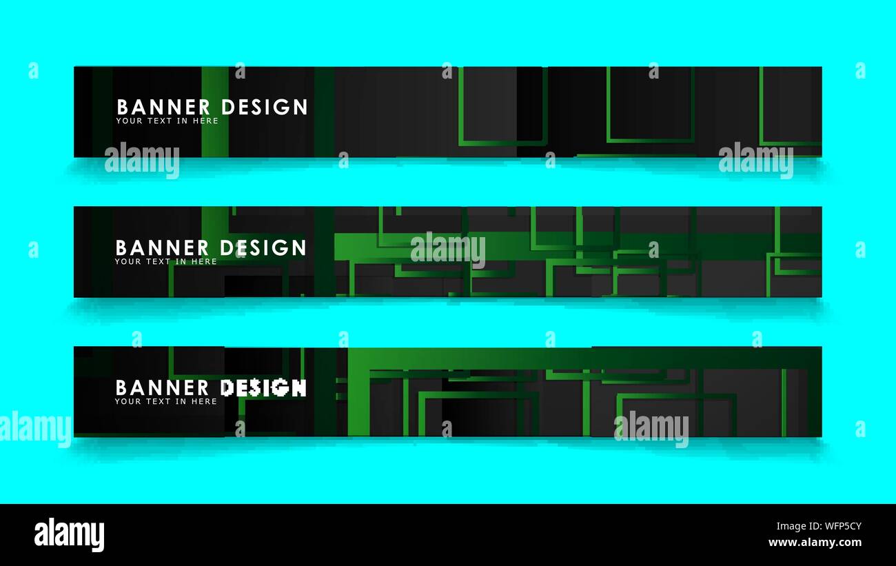 Abstract geometric and rectangular pattern banners with green gradients ...