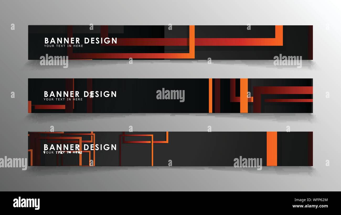 Abstract geometric and rectangular pattern banners with orange gradients Stock Vector