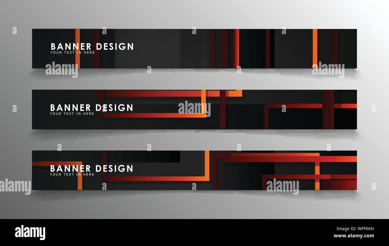 Abstract geometric and rectangular pattern banners with orange gradients Stock Vector