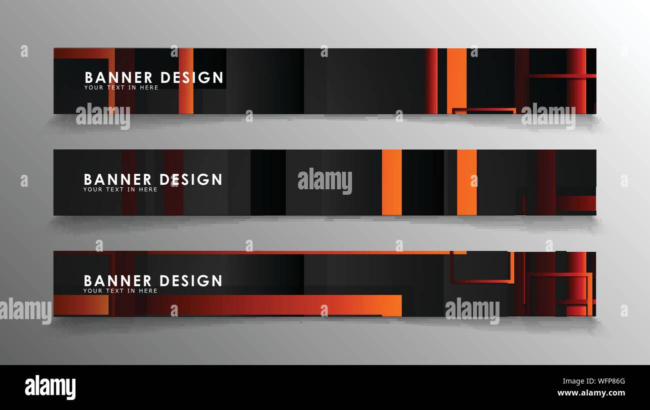 Abstract geometric and rectangular pattern banners with orange gradients Stock Vector