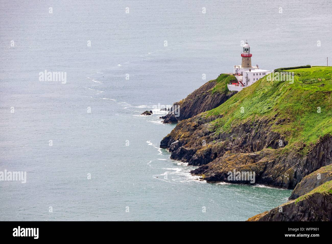 Ireland, Fingal County, Northern Dublin suburbs, Howth, cliff hiking trails, Baily Lighthouse Stock Photo