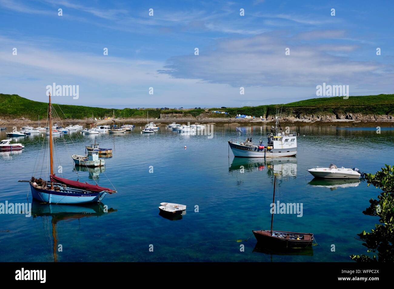 France, Finistere, Iroise see, Armorique Regional natural park, Le Conquet, the harbour Stock Photo