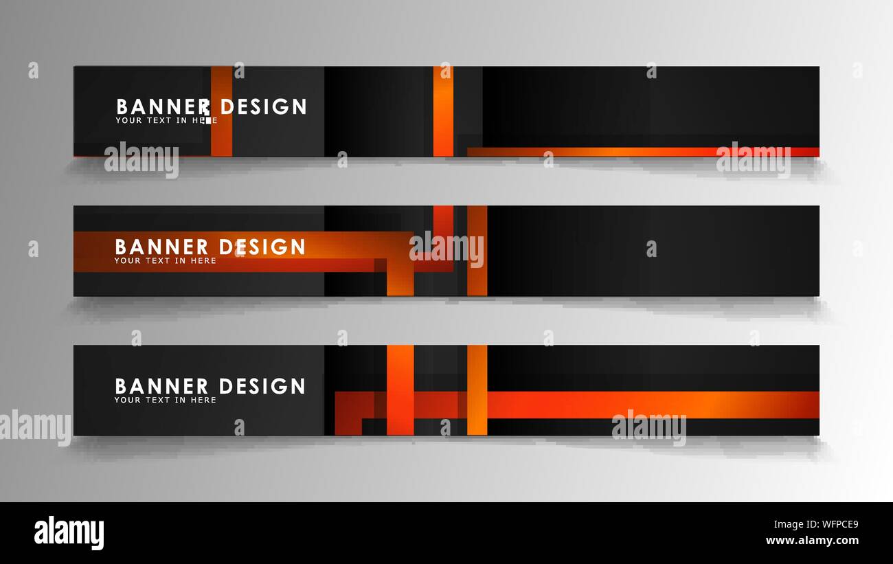 Abstract geometric and rectangular pattern banners with orange gradients Stock Vector