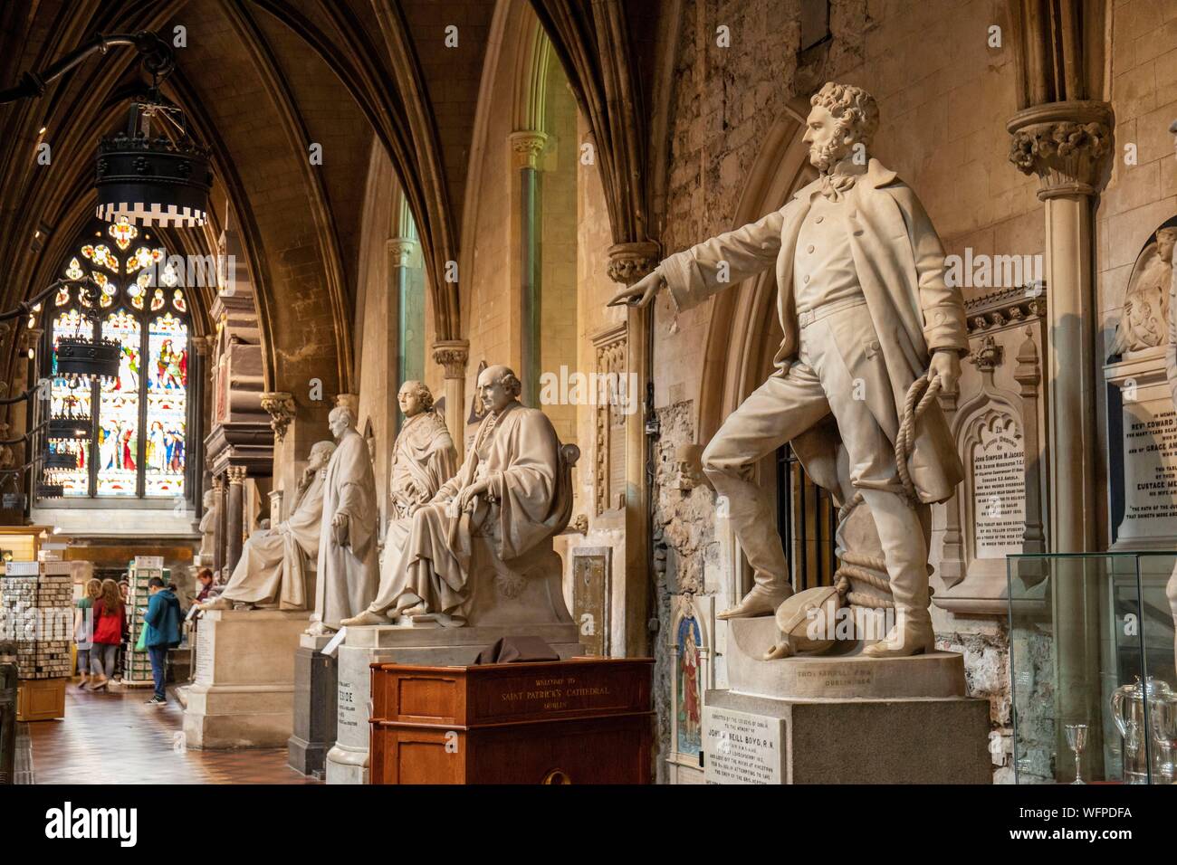 Ireland, Dublin, St. Patrick's Cathedral, statues of famous people Stock Photo