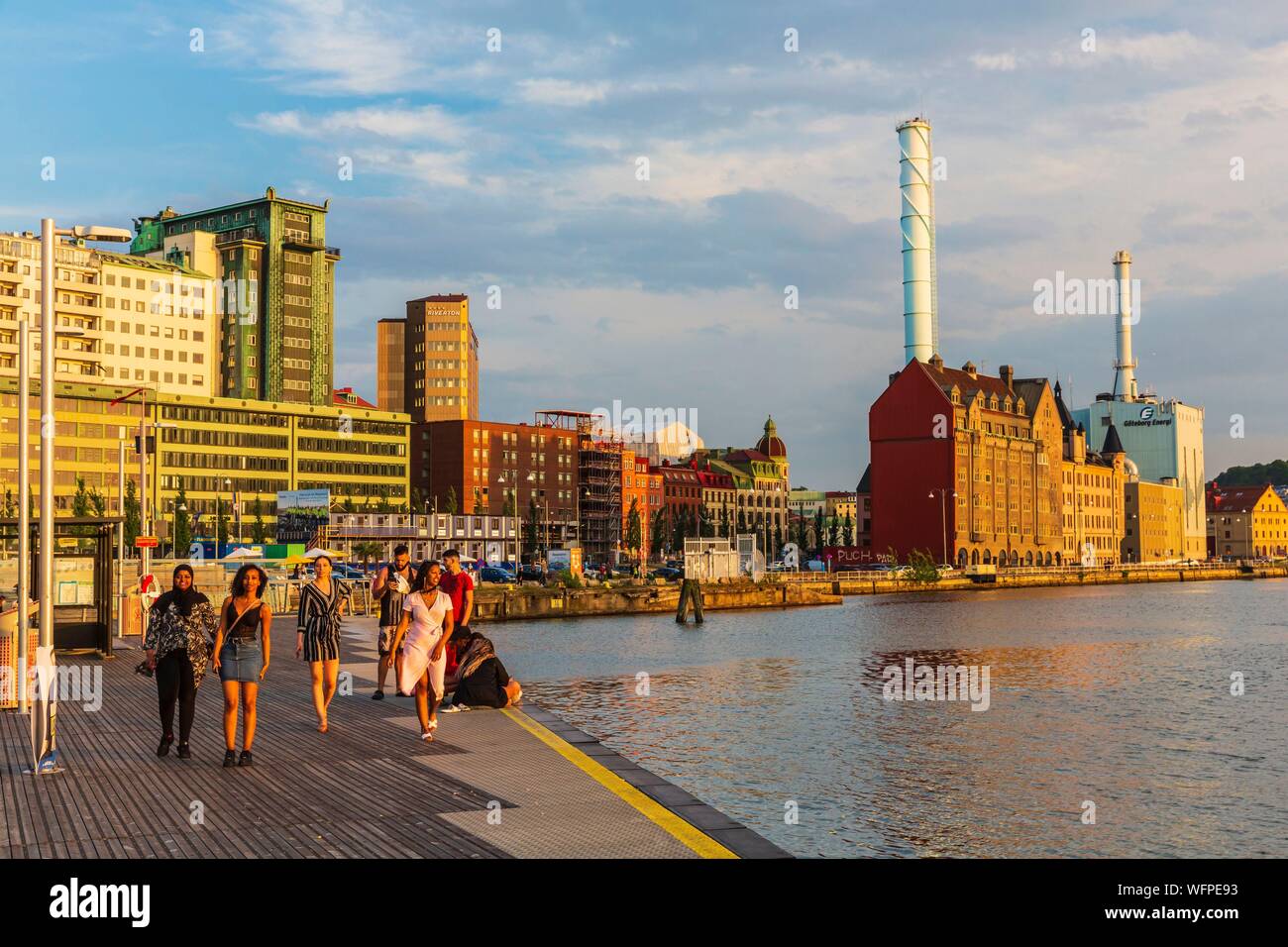 Sweden, Vastra Gotaland, Goteborg (Gothenburg), view of the thermal power plant of the city from the dock of Stenpiren Stock Photo