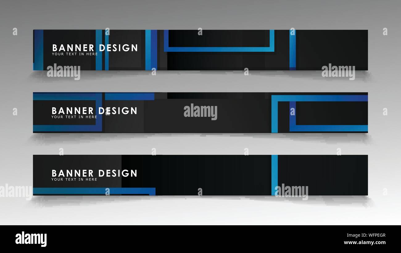 Abstract geometric and rectangular pattern banners with blue gradients. Vector Illustration. Eps 10 Stock Vector