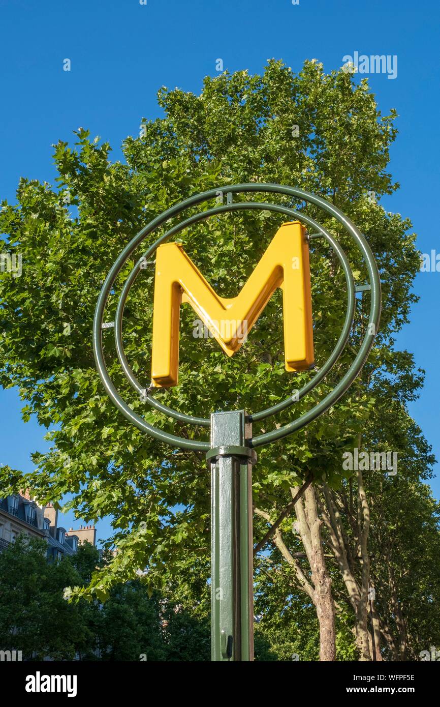 France, Paris, Courcelles metro station, 97 rue Reaumur, sign Stock