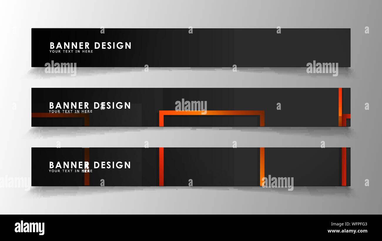 Abstract geometric and rectangular pattern banners with orange gradients Stock Vector