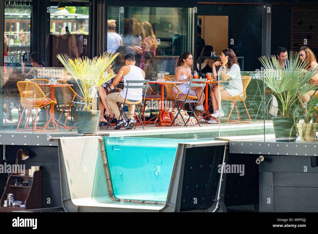 France, Paris, 86 quai d'Austerlitz, Off Paris Seine Hotel Stock Photo