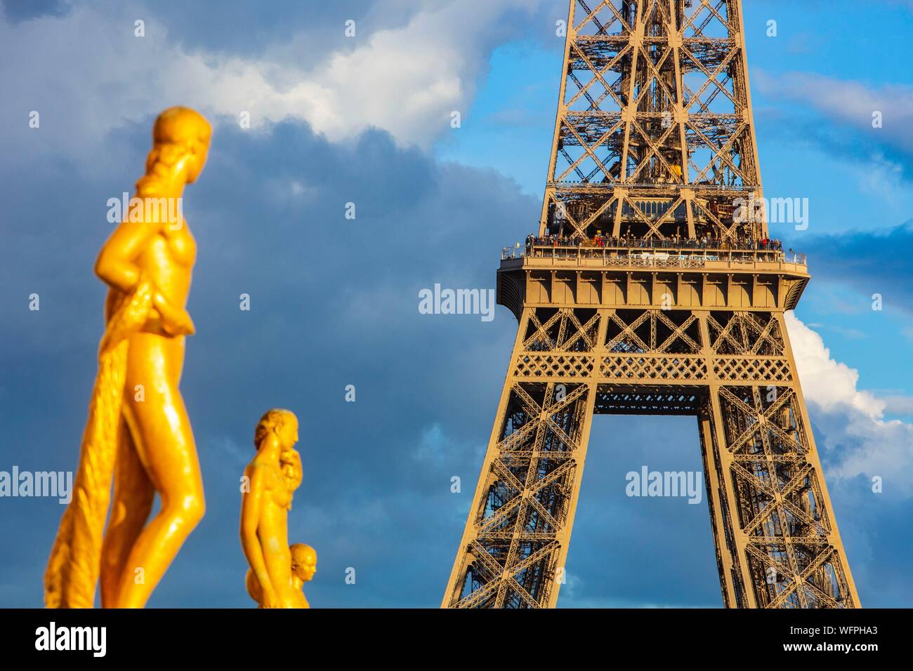 France, Paris, Place du Trocadero, the Eiffel Tower Stock Photo