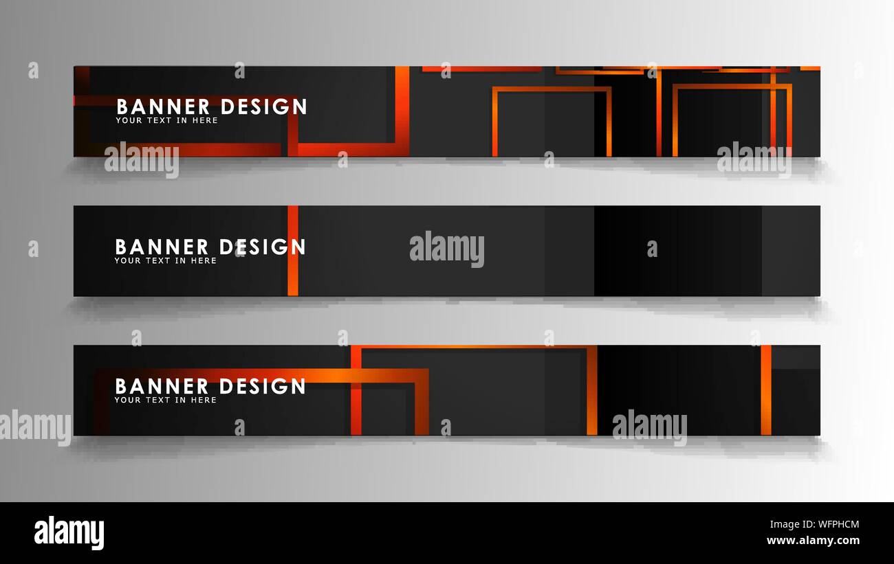 Abstract geometric and rectangular pattern banners with orange gradients Stock Vector