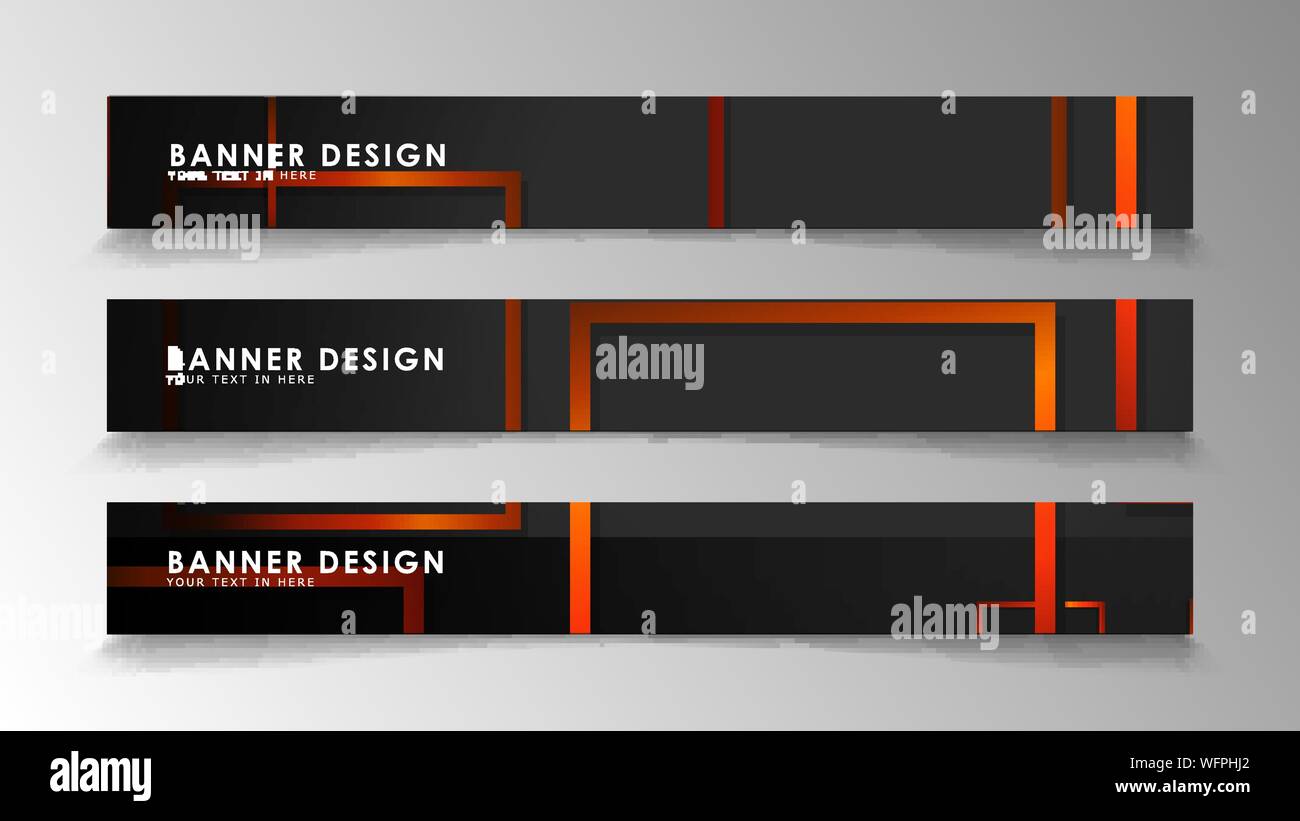 Abstract geometric and rectangular pattern banners with orange gradients Stock Vector