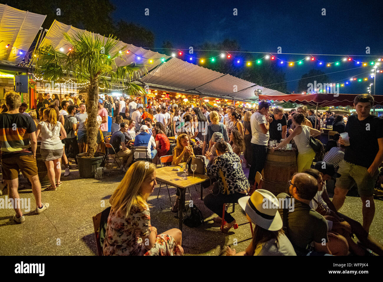 France, Paris, Javel Bas port, Quai de Seine, the La Javelle guinguette Stock Photo