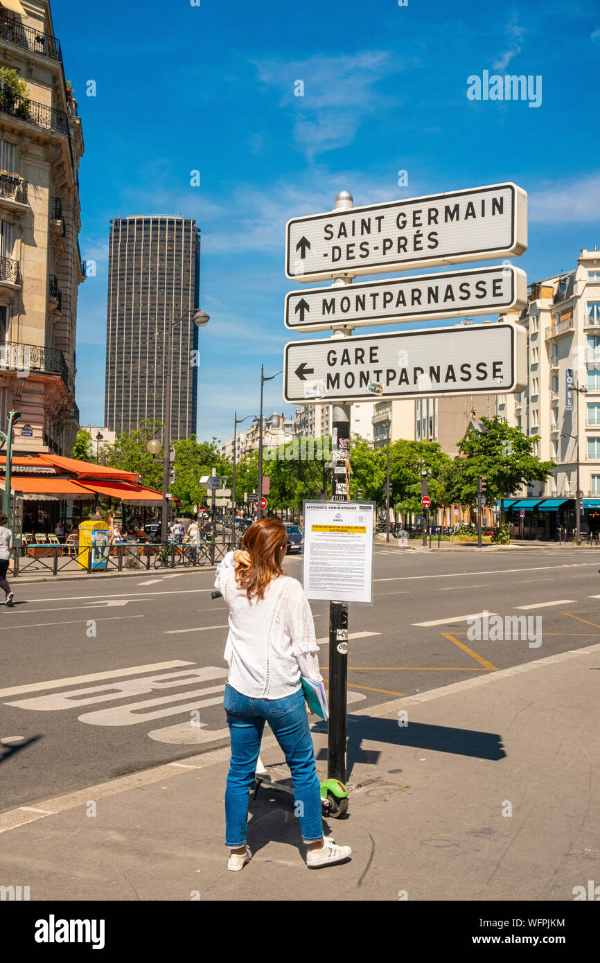 France, Paris, Boulevard du Montparnasse and the Montparnasse Tower