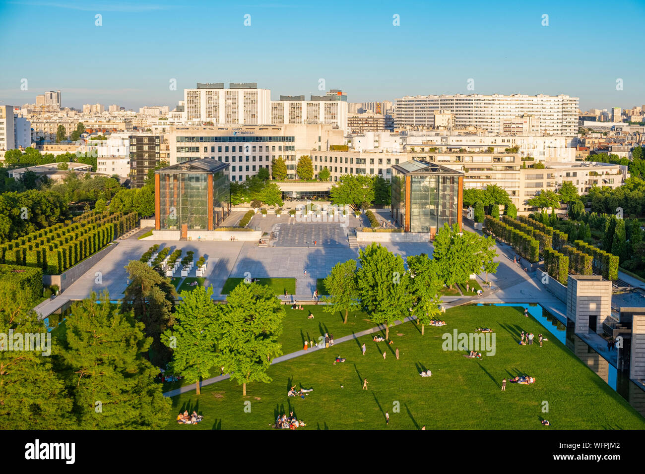 France, Paris, Andre Citroen Park, seen from the captive balloon, (aerial  view Stock Photo - Alamy