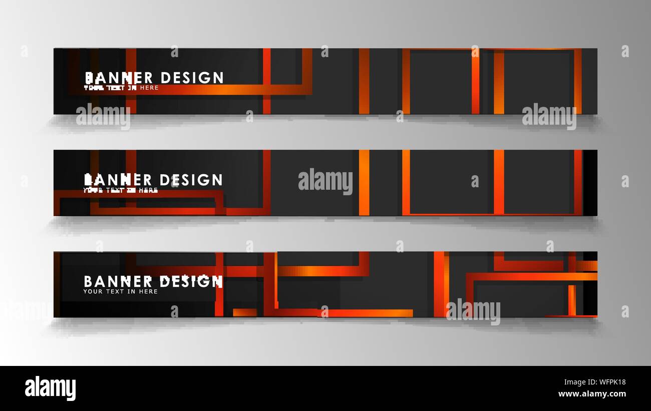 Abstract geometric and rectangular pattern banners with orange gradients Stock Vector