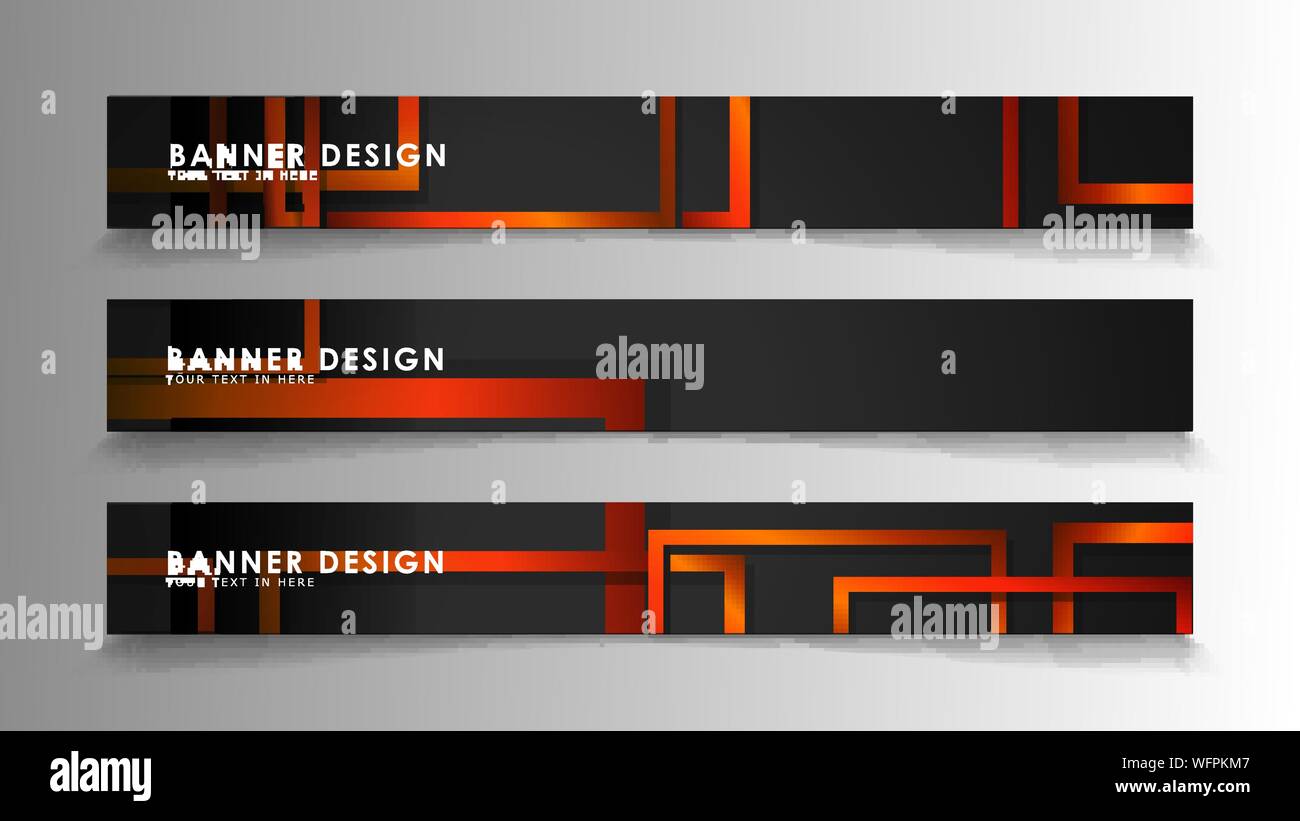 Abstract geometric and rectangular pattern banners with orange gradients Stock Vector