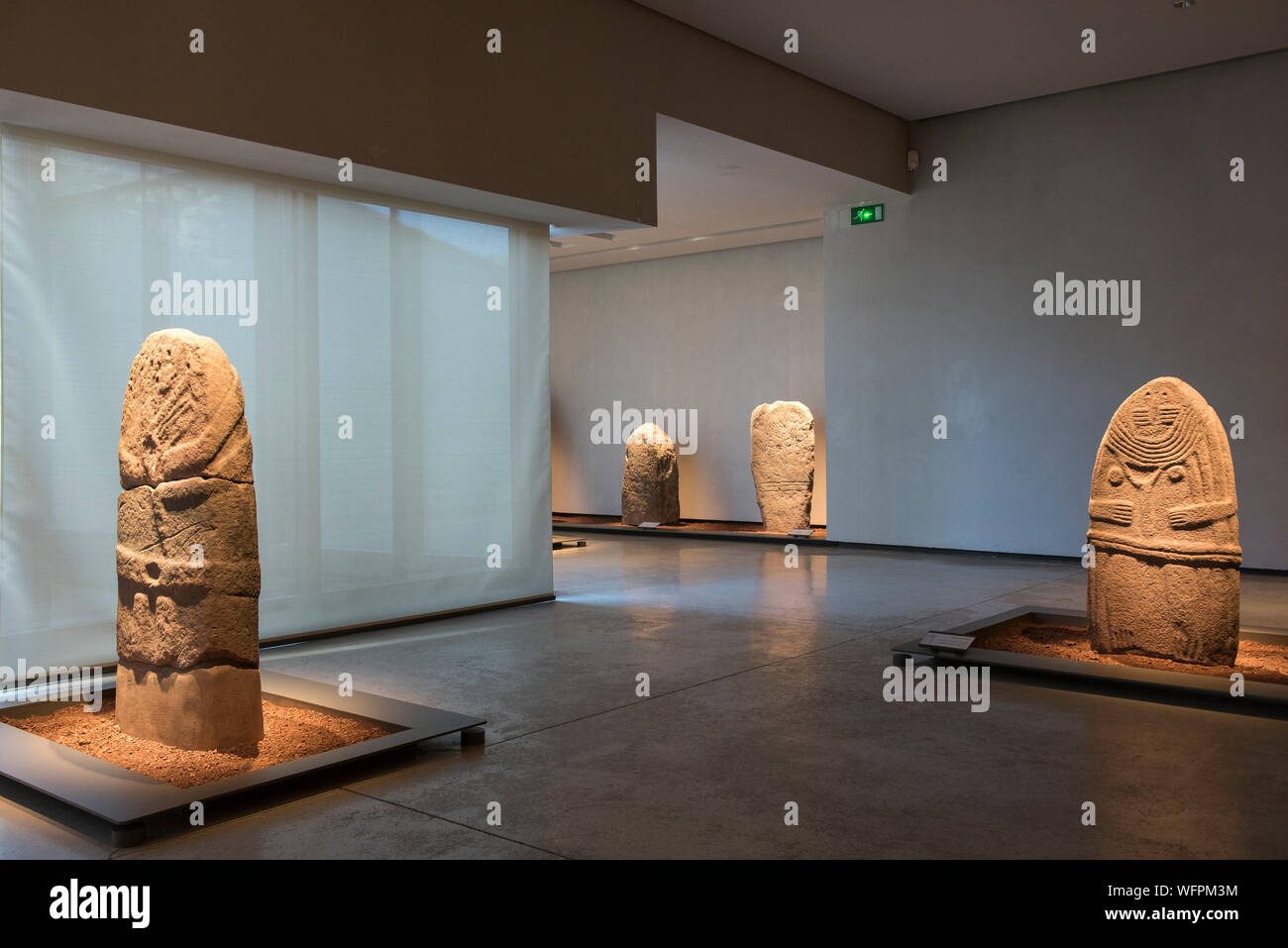 France, Aveyron, Rodez, Fenaille Museum, labelled Museum of France, Menhir Statue Gallery, Menhir Statues, La Dame de Saint Sernin (the Lady of Saint Sernin), masterpiece of Neolithic art Stock Photo