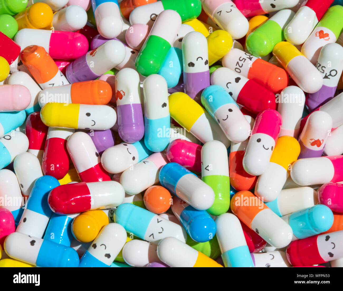 Collection of the colorful capsules with medicines Stock Photo - Alamy
