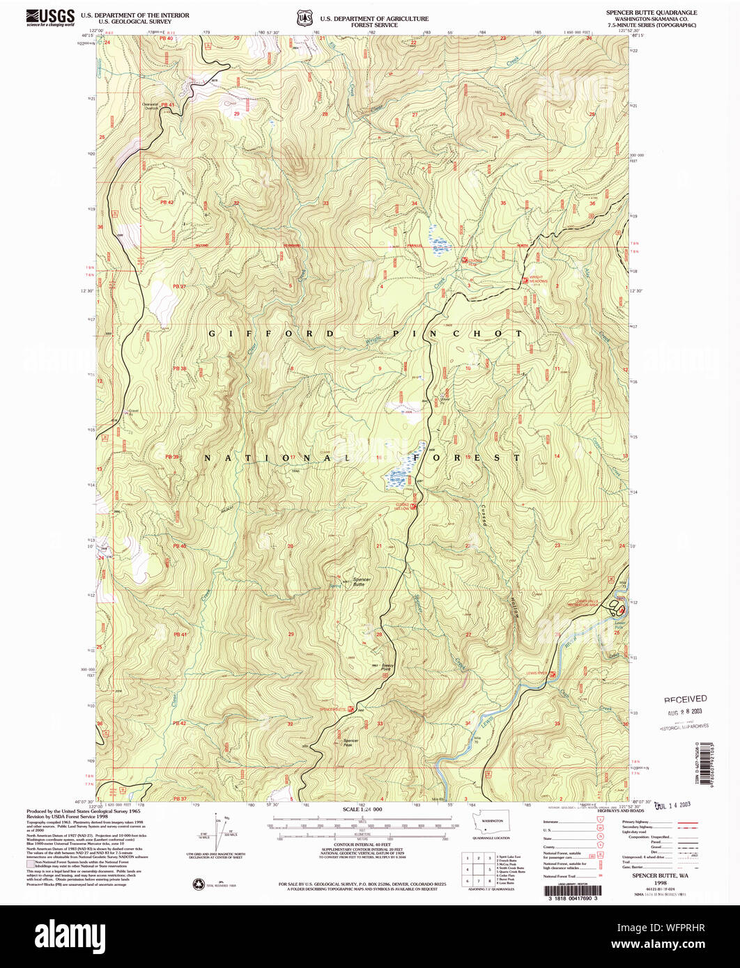 USGS Topo Map Washington State WA Spencer Butte 243894 1998 24000